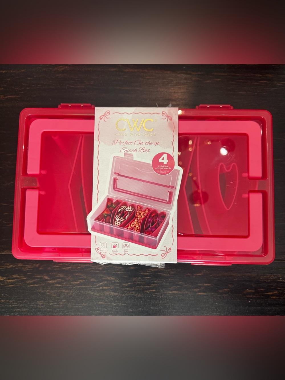 Cook with Color Perfect On-The-Go Figural XOXO Plastic Snack Box, Pink  Red